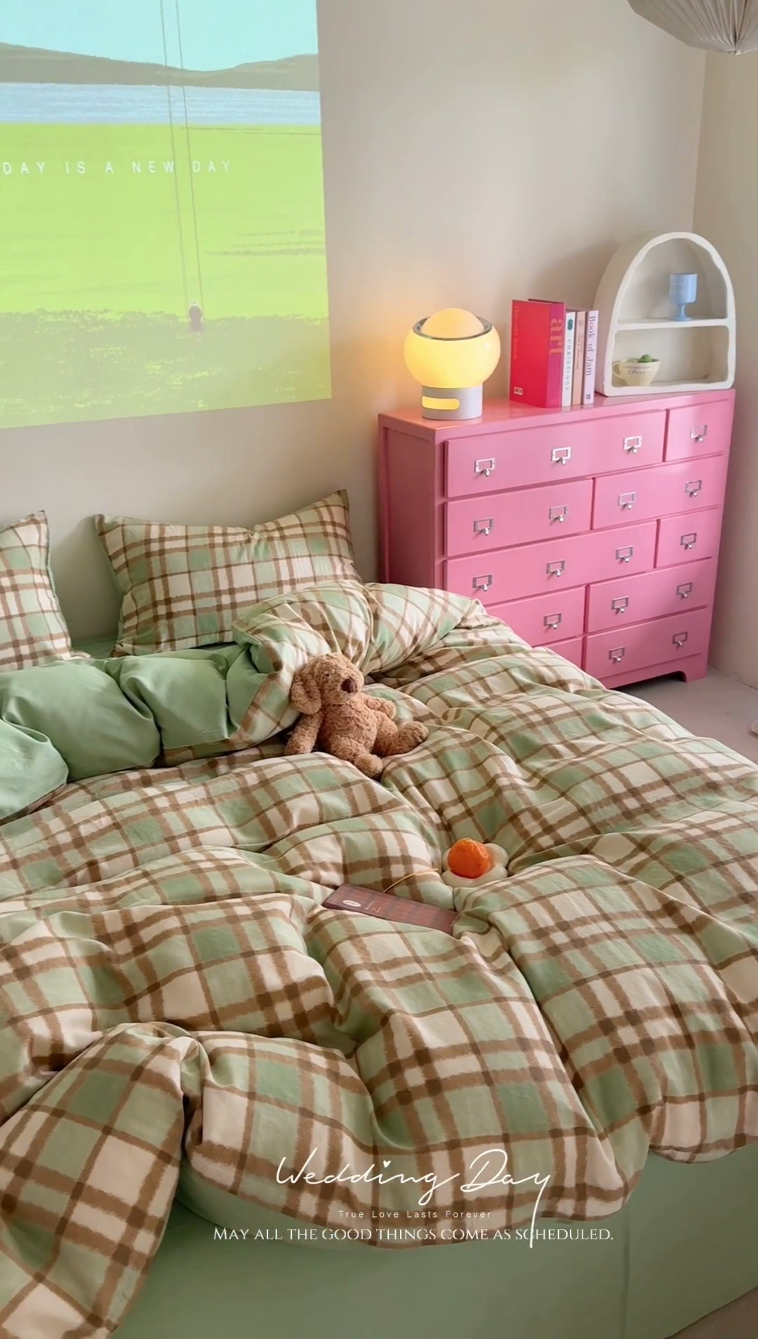 91家纺网 家纺一手货源 找家纺 2025新款全棉有氧双层纱四件套-简约系列 格调-绿