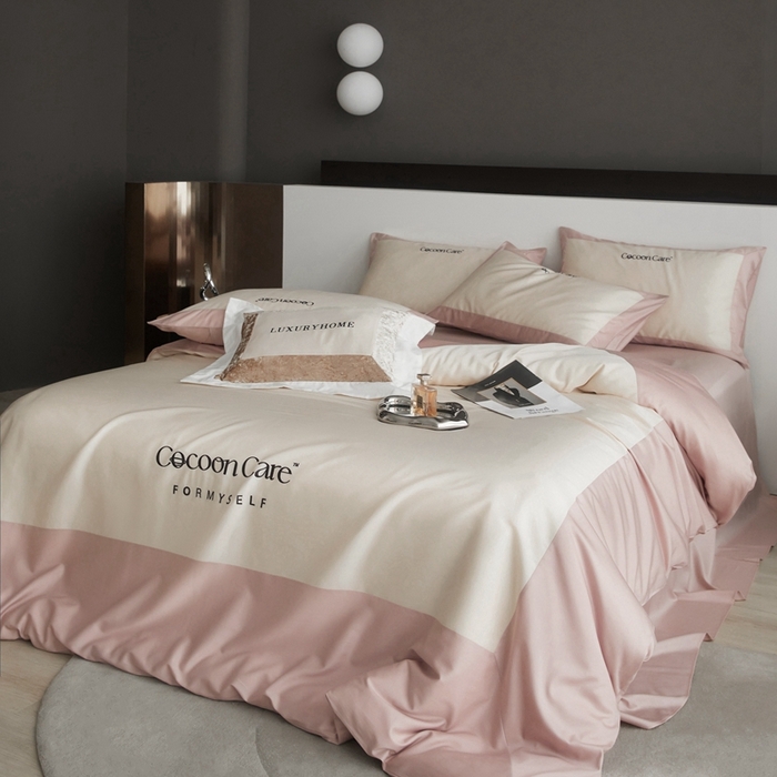 91家纺网 家纺一手货源 找家纺 金奇达2025新款【洛伊】-茧养莱赛尔四件套（标准号全网控价（折后券后）不低于258元） 洛伊-奶昔粉