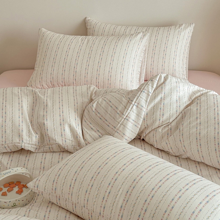 91家纺网 家纺一手货源 找家纺 塞纳 2026新款.全棉有氧双层纱四件套-场景二-绛妍-米