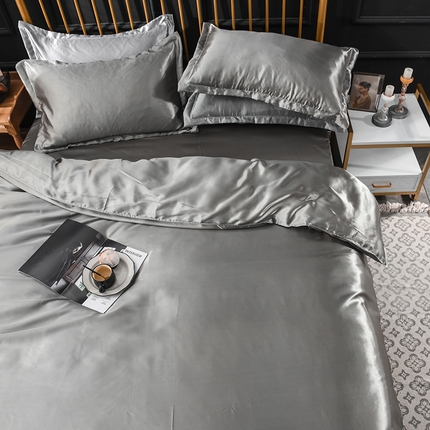 91家纺网 家纺一手货源 找家纺 经年 2025年特价款丝绸水洗冰丝四件套-四件套 直播爆款 银灰