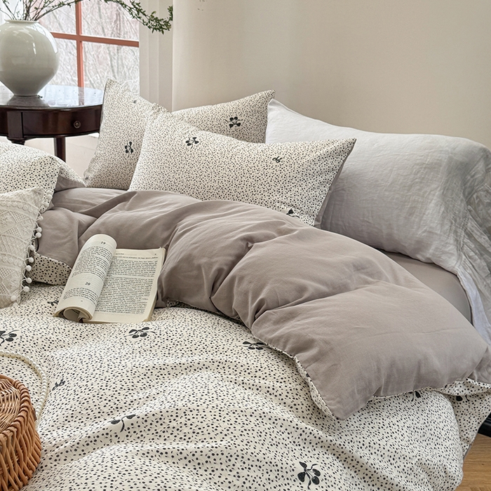 91家纺网 家纺一手货源 找家纺 （总）2025新款全棉有氧双层纱四件套-碎花系列