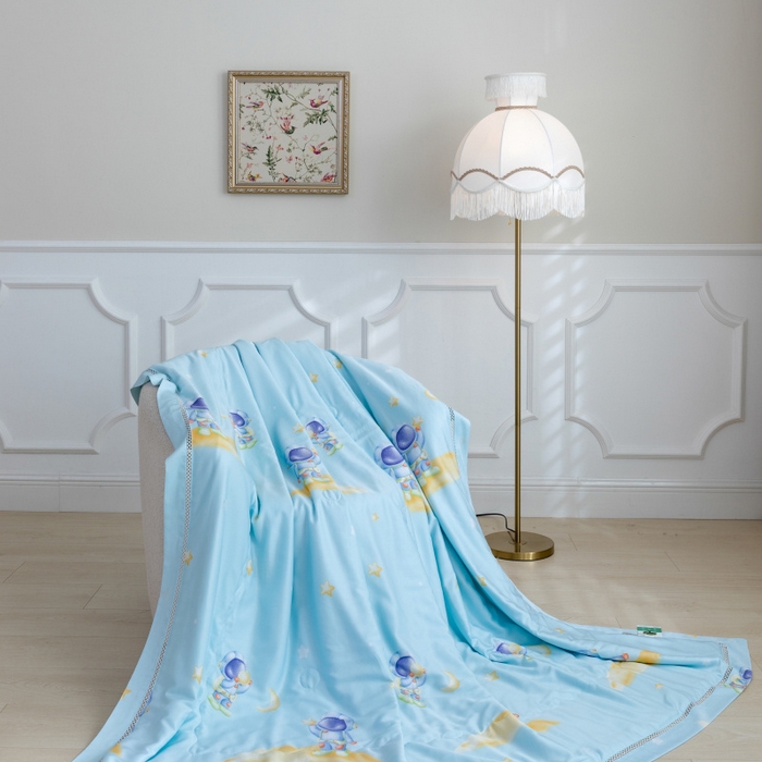 91家纺网 家纺一手货源 找家纺 棉生活家纺 2025新款春夏莫代尔天丝夏被 太空遨游绿