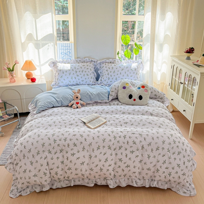 91家纺网 家纺一手货源 找家纺 雨帆家纺2025新款水洗棉印花四件套 夏日风情