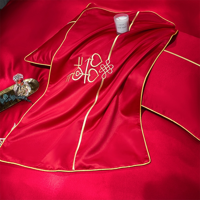 91家纺网 家纺一手货源 找家纺 甜咪咪婚庆 2025新款纯棉全棉面料刺绣结婚 婚庆 四件套 多件套  小红书推荐热款 龙凤添喜