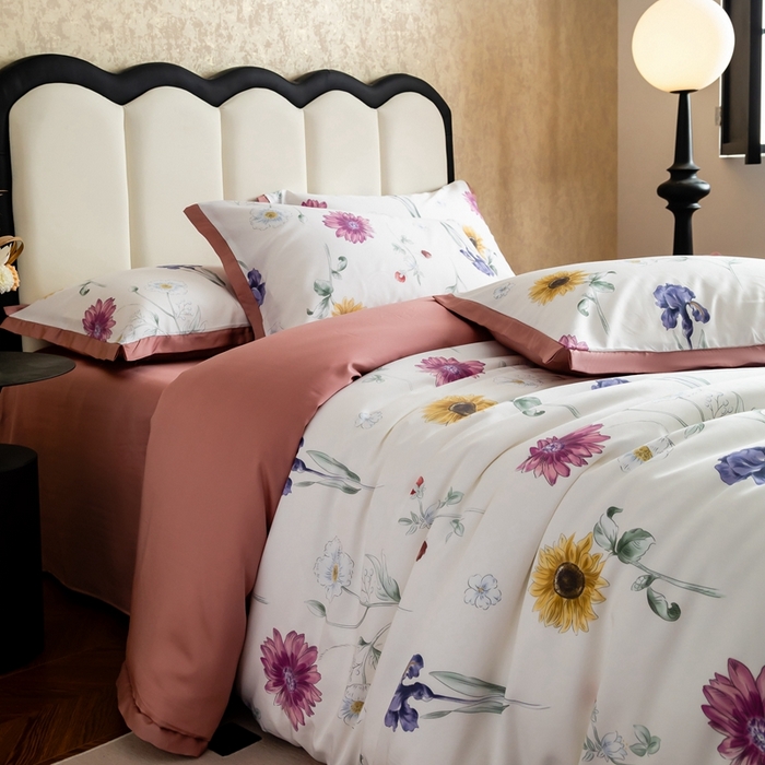 91家纺网 家纺一手货源 找家纺 金奇达2025新款【曼妙庄园】-轻氧水光天丝棉四件套（标准号全网控价（折后券后）不低于268） 知夏粉