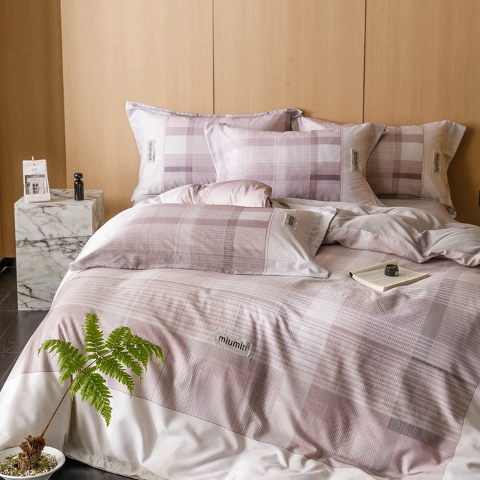 91家纺网 家纺一手货源 找家纺 金奇达2025新款【洛米奥】-轻氧水光天丝棉四件套（标准号全网控价（折后券后）不低于288元） 洛米奥-豆沙