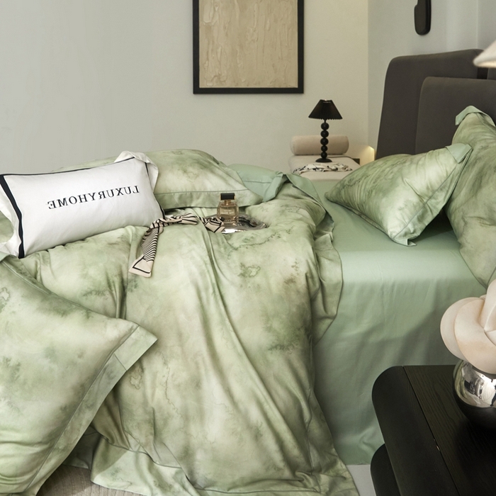 91家纺网 家纺一手货源 找家纺 金奇达2025新款【盛夏流年】-茧养莱赛尔四件套（标准号全网控价（折后券后）不低于258元） 墨尔本-飘飘绿