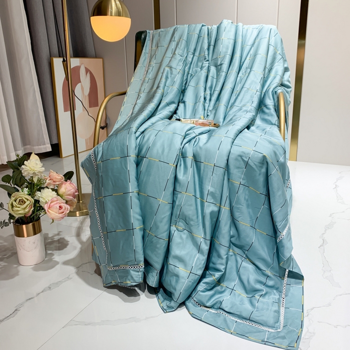 91家纺网 家纺一手货源 找家纺 棉生活家纺 2025新款春夏莫代尔天丝夏被 卡洛特-绿