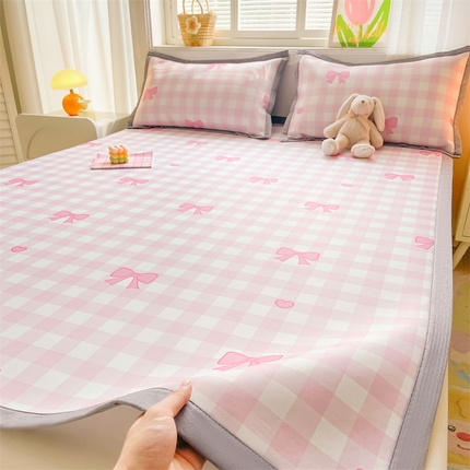 2025新款A类碳光冰丝印花凉席学生床席空调被夏被四件套配送买家秀 心语