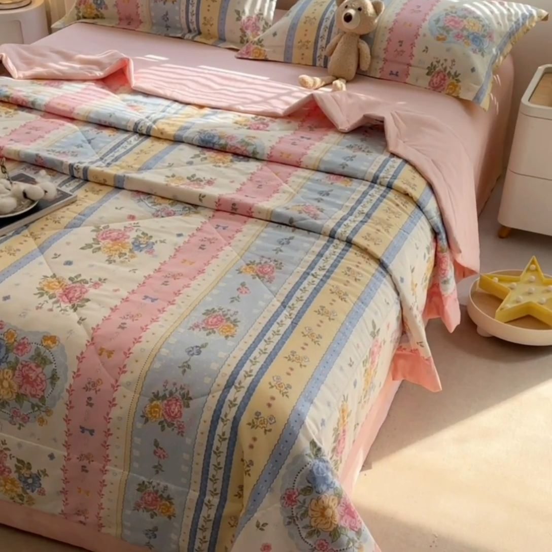 91家纺网 家纺一手货源 找家纺 欧夏家纺 2025新款里外全棉印花夏被100%新疆棉花 小资派