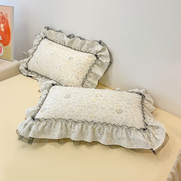 91家纺网 家纺一手货源 找家纺 眠帛家居 2025新款A类皱皱纱蕾丝花边四件套 温馨