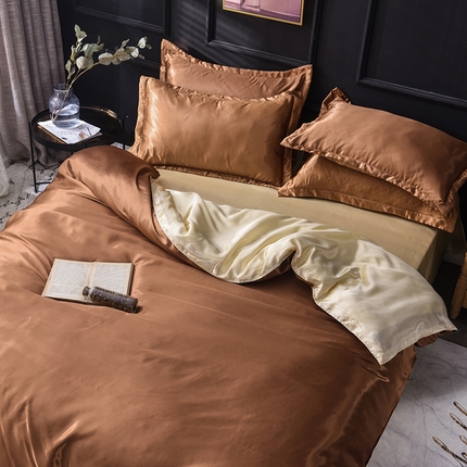 经年 2025年特价款丝绸水洗冰丝四件套-四件套 直播爆款 咖啡驼色