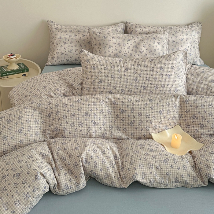 91家纺网 家纺一手货源 找家纺 塞纳 2026新款.全棉有氧双层纱四件套-场景二-倩影-兰