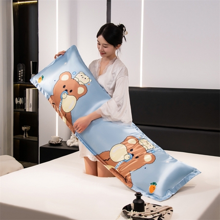 91家纺网 家纺一手货源 找家纺 （总）梦舒羽 2025新款可水洗冰丝双人枕套凉爽情侣枕头套枕芯套