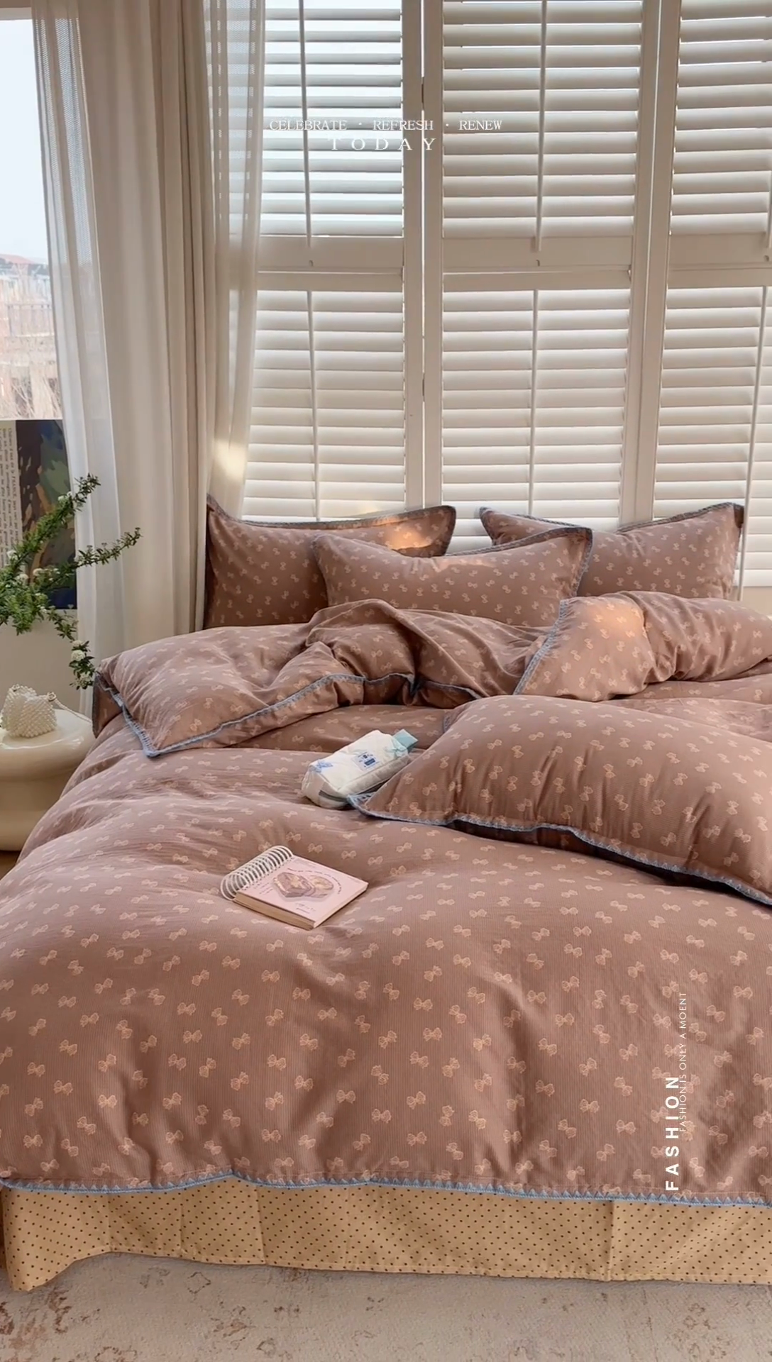 91家纺网 家纺一手货源 找家纺 金丝鸟家纺 2025新款全棉双层纱贝壳边四件套花卉系列 糖果球