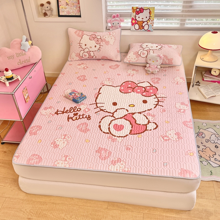 91家纺网 家纺一手货源 找家纺 金爱家 2025新款正版三丽鸥凉感乳胶凉席 爱心kt