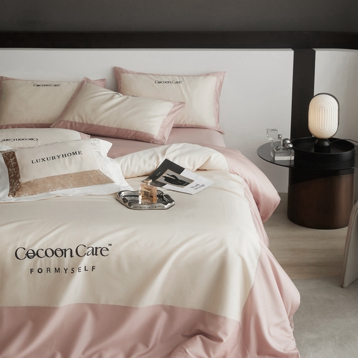 91家纺网 家纺一手货源 找家纺 金奇达2025新款【洛伊】-茧养莱赛尔四件套（标准号全网控价（折后券后）不低于258元） 洛伊-奶昔粉