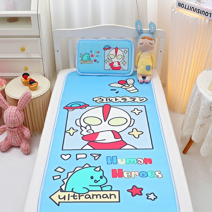 91家纺网 家纺一手货源 找家纺 八零年代 2025新品云柔牛奶丝儿童凉席套件凹凸曼