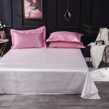 经年 2025年特价款丝绸水洗冰丝四件套-单床单 直播爆款 粉色白