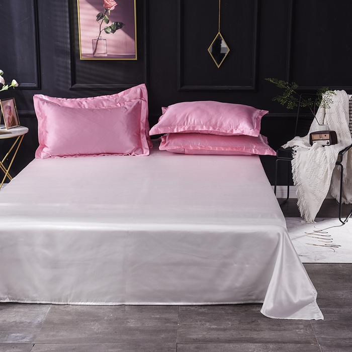 91家纺网 家纺一手货源 找家纺 经年 2025年特价款丝绸水洗冰丝四件套-单床单 直播爆款 粉色白