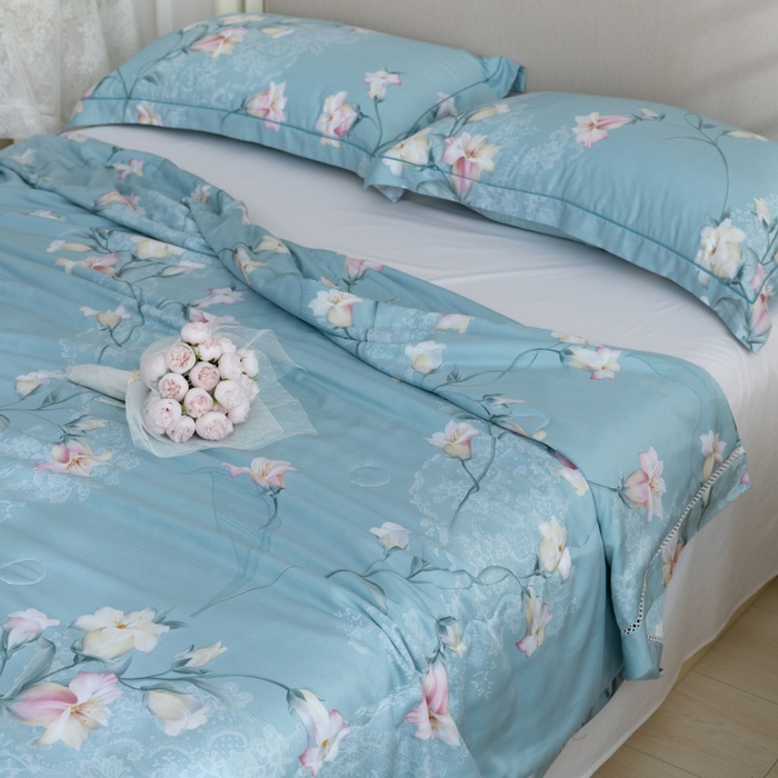 91家纺网 家纺一手货源 找家纺 棉生活家纺 2025新款春夏莫代尔天丝夏被 洛神蓝