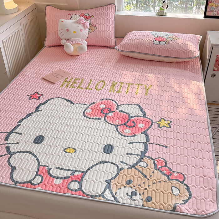 91家纺网 家纺一手货源 找家纺 金爱家 2025新款正版三丽鸥凉感乳胶凉席 布偶kt