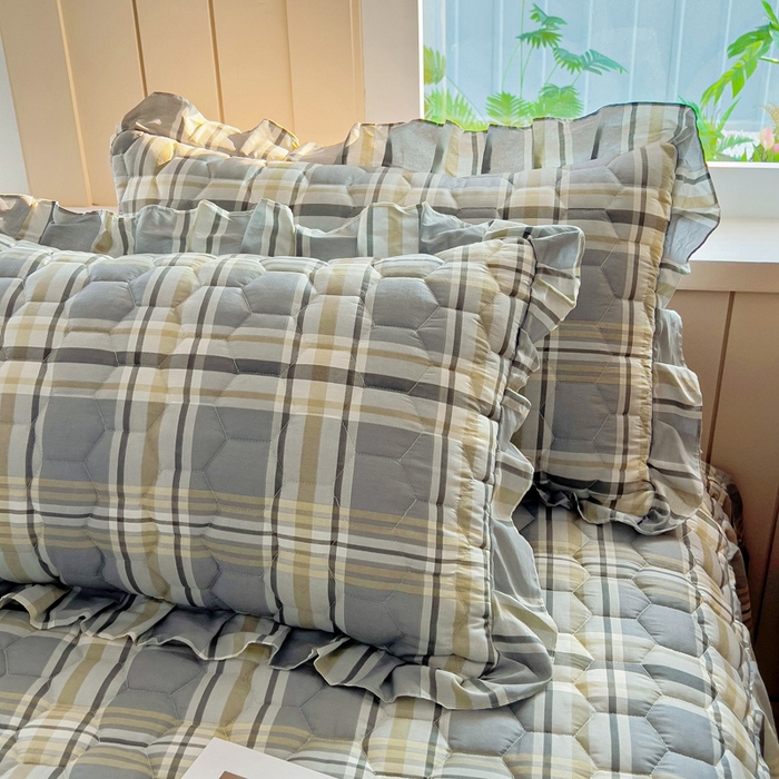 91家纺网 家纺一手货源 找家纺 情煊家纺 2025新款全棉印花小清新夹棉枕套 伯格灰