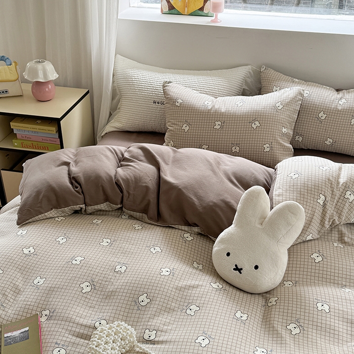 91家纺网 家纺一手货源 找家纺 2025新款全棉有氧双层纱四件套-卡通系列 汪汪格