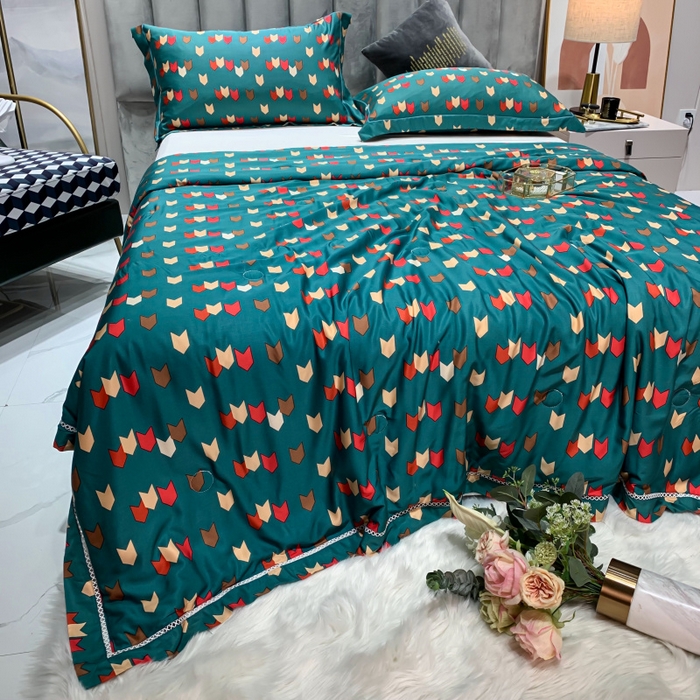 91家纺网 家纺一手货源 找家纺 棉生活家纺 2025新款春夏莫代尔天丝夏被 自由之旅-绿