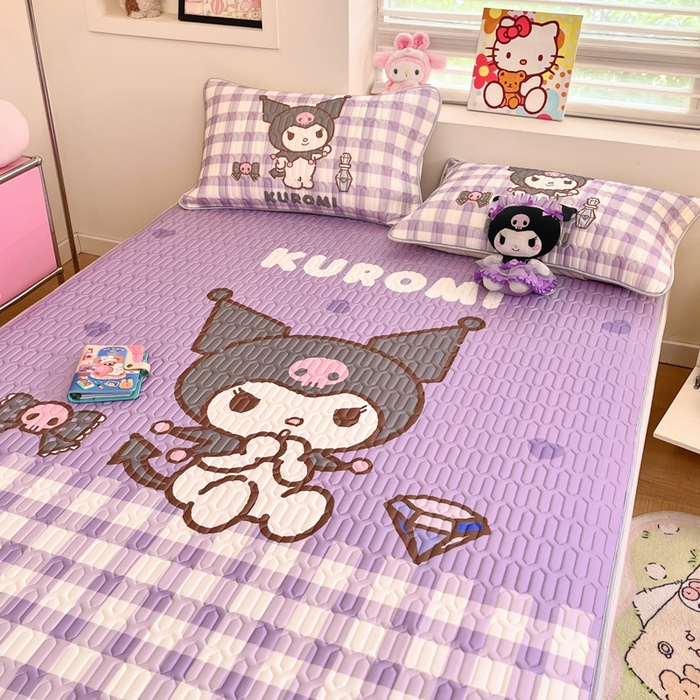 91家纺网 家纺一手货源 找家纺 金爱家 2025新款正版三丽鸥凉感乳胶凉席 钻石库洛米