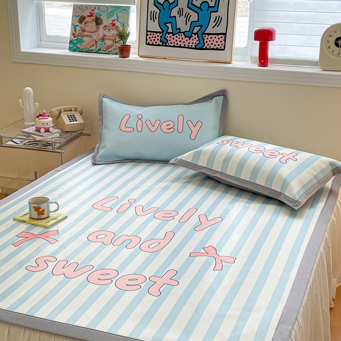 91家纺网 家纺一手货源 找家纺 川悦生活 2025新款大版凉感冰丝席三件套 半岛物语