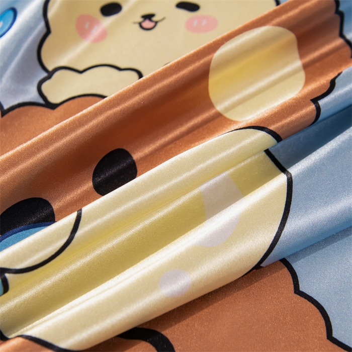 91家纺网 家纺一手货源 找家纺 梦舒羽 2025新款可水洗冰丝双人枕套凉爽情侣枕头套枕芯套 乖巧熊宝