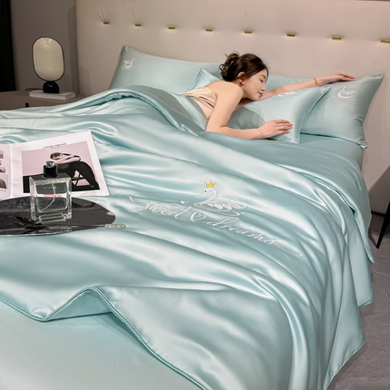 91家纺网 家纺一手货源 找家纺 （总）如一 2025新款麻绳系列水洗冰丝刺绣夏被四件套