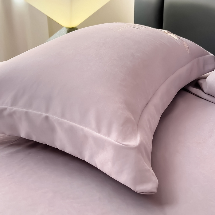 91家纺网 家纺一手货源 找家纺 （总）曲之慕 2025新品四季款高端刺绣四件套简约可水洗轻奢纯色刺绣四件套--流光