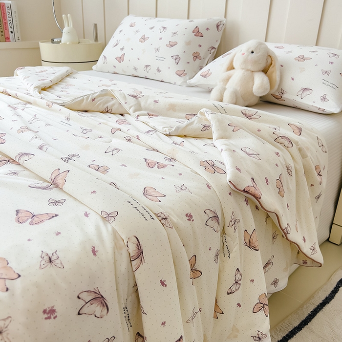 91家纺网 家纺一手货源 找家纺 2025新款A类小清新针织棉夏凉被 小芙贝拉