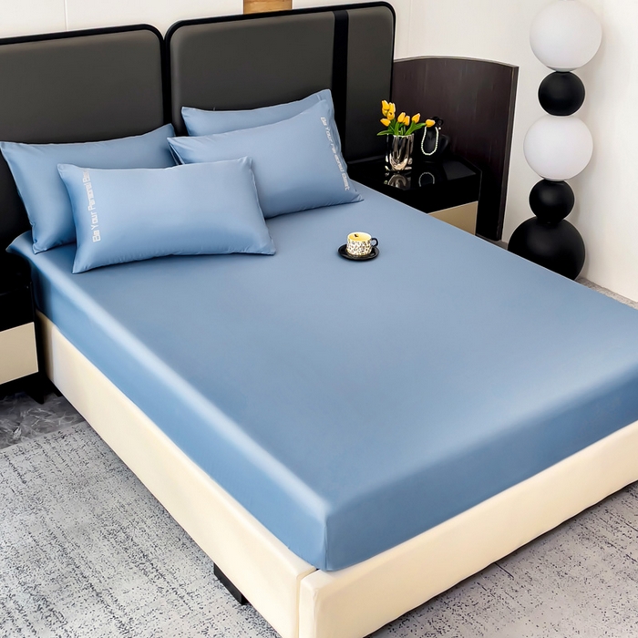 91家纺网 家纺一手货源 找家纺 （总）纽缦家纺 2025新款纯色提花冰丝系列床笠单件-单床笠