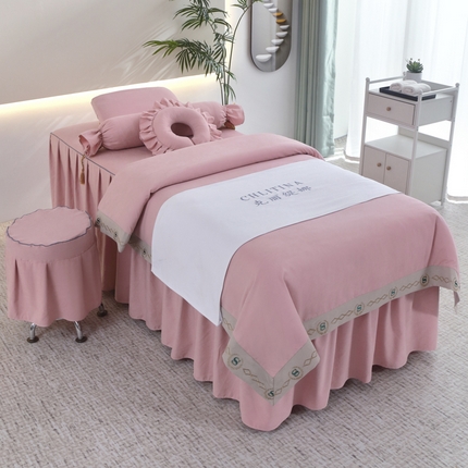 91家纺网 家纺一手货源 找家纺 千姿坊美 容 床罩 2025新款美 容床罩冬被蜜桃绒四件套 粉