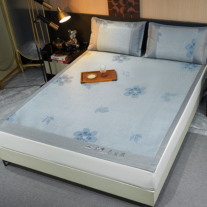 91家纺网 家纺一手货源 找家纺 青雅席业 2025新款3D复合提花清凉冰藤席-花语系列 花语-香槟