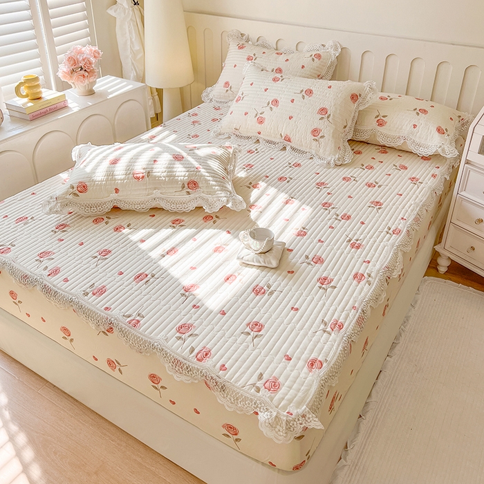 91家纺网 家纺一手货源 找家纺 麒豆豆 2025新款天丝印花床笠 西西里玫瑰