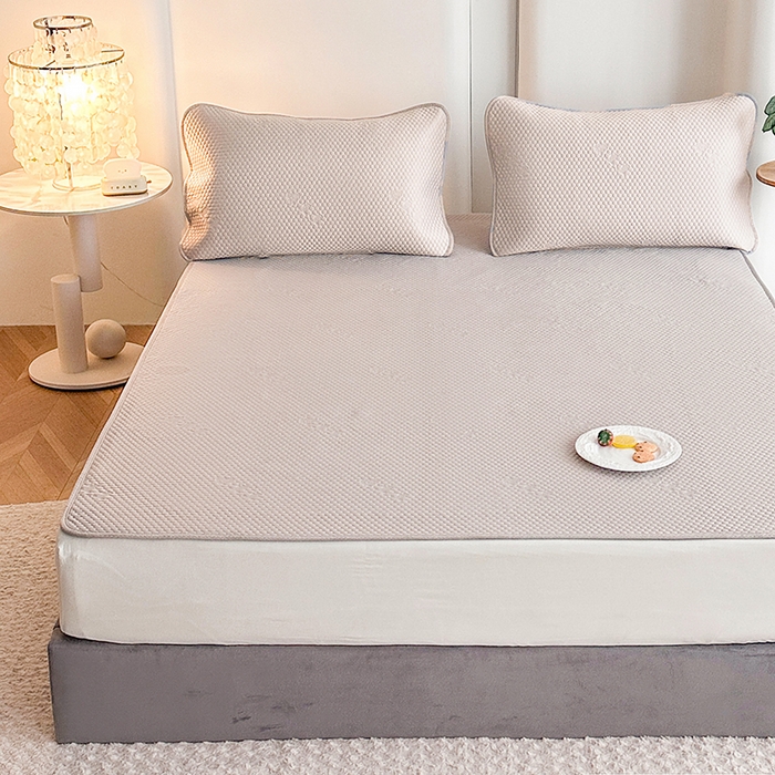 91家纺网 家纺一手货源 找家纺 好艺佳毛毯 2025新款3D凉豆豆凉席凉感软席空调席三件套单件学生宿舍 凉豆豆-焦糖咖