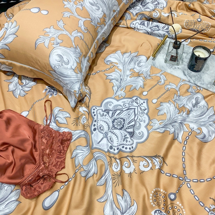 91家纺网 家纺一手货源 找家纺 棉生活家纺 2025新款春夏莫代尔天丝夏被 辉煌时刻-桔