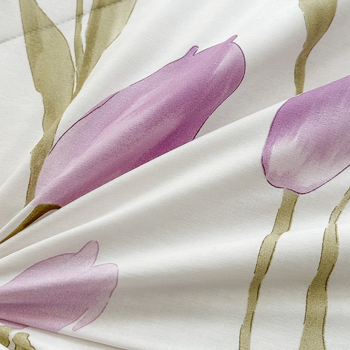 91家纺网 家纺一手货源 找家纺 欧夏家纺 2025新款里外全棉印花夏被100%新疆棉花 郁金香-紫