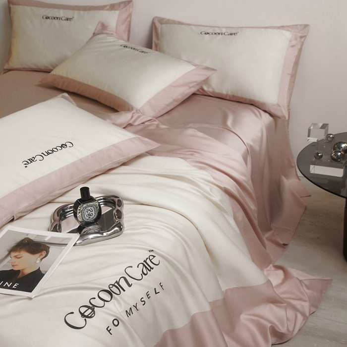 91家纺网 家纺一手货源 找家纺 金奇达2025新款【洛伊】-茧养莱赛尔四件套（标准号全网控价（折后券后）不低于258元） 洛伊-奶昔粉