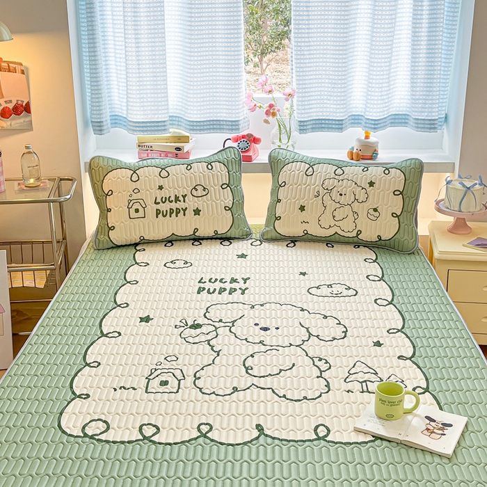 91家纺网 家纺一手货源 找家纺 川悦生活 2025新款大阪凉感丝凉席 小屋奶狗