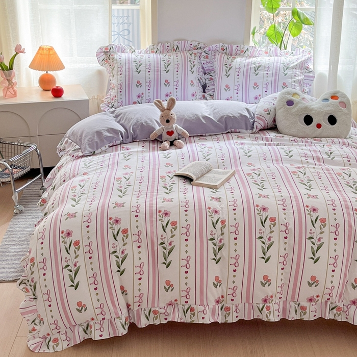 91家纺网 家纺一手货源 找家纺 雨帆家纺2025新款水洗棉印花四件套 繁华似锦