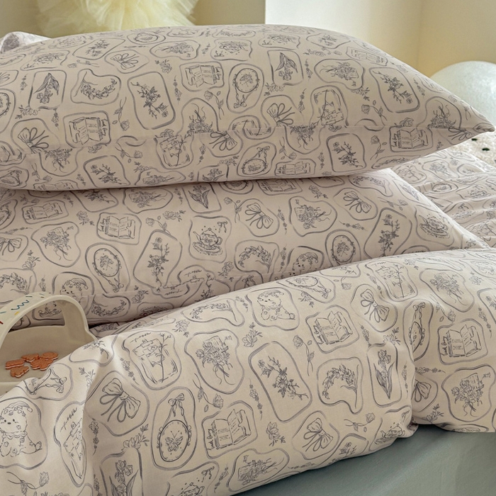 91家纺网 家纺一手货源 找家纺 塞纳 2026新款.全棉有氧双层纱四件套-场景二-浪漫主义-兰