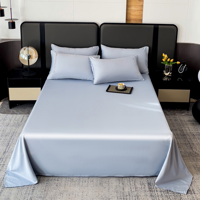 91家纺网 家纺一手货源 找家纺 纽缦家纺 2025新款纯色提花冰丝系列床单单件-单床单 星空灰