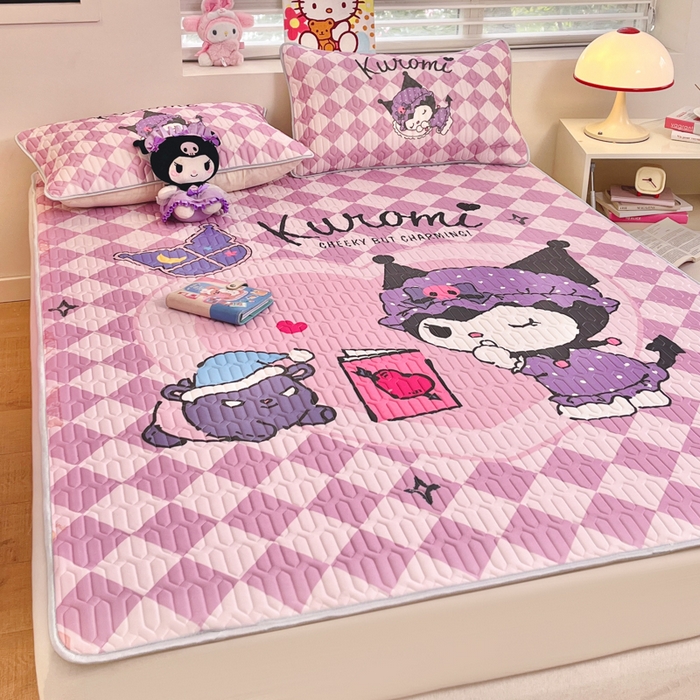 91家纺网 家纺一手货源 找家纺 金爱家 2025新款正版三丽鸥凉感乳胶凉席 晚安库洛米