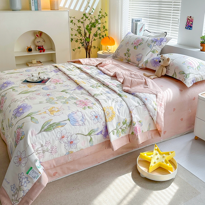 91家纺网 家纺一手货源 找家纺 欧夏家纺 2025新款里外全棉印花夏被100%新疆棉花 彩云涧