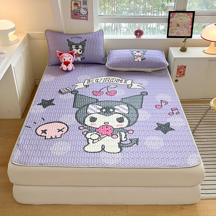 91家纺网 家纺一手货源 找家纺 金爱家 2025新款正版三丽鸥凉感乳胶凉席 贪吃库洛米